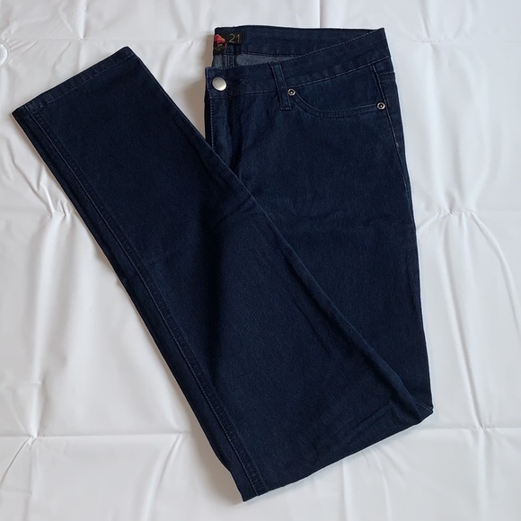 28 Dark Wash Denim Skinny Jean Forever 21 Y2K Styles - Picture 1 of 14